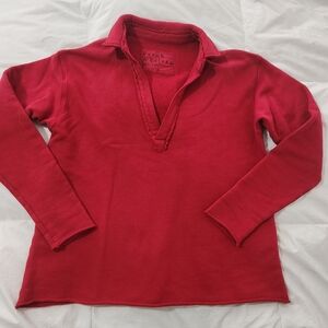 Frank & Eileen Patrick Popover Henley triple fleece cotton Red Size XS Oversized